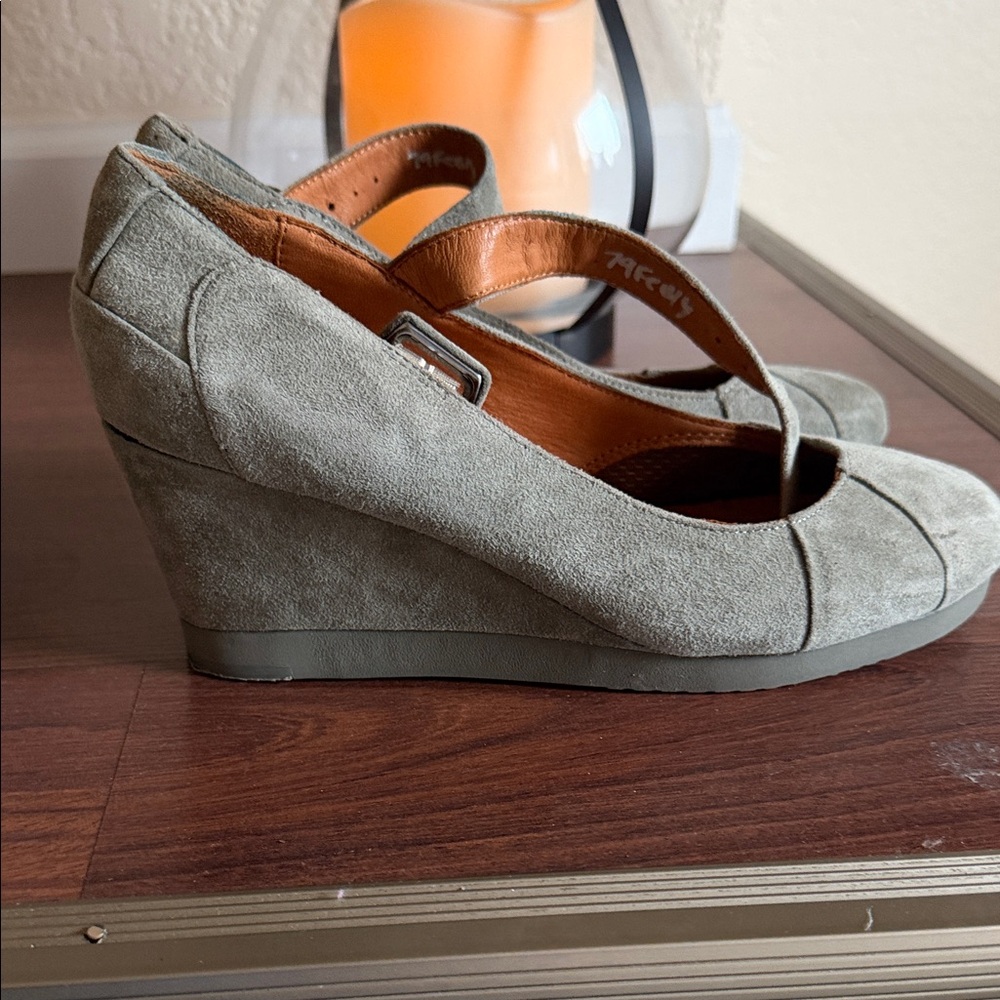 Gentle Souls Gray Suede Wedge Shoes